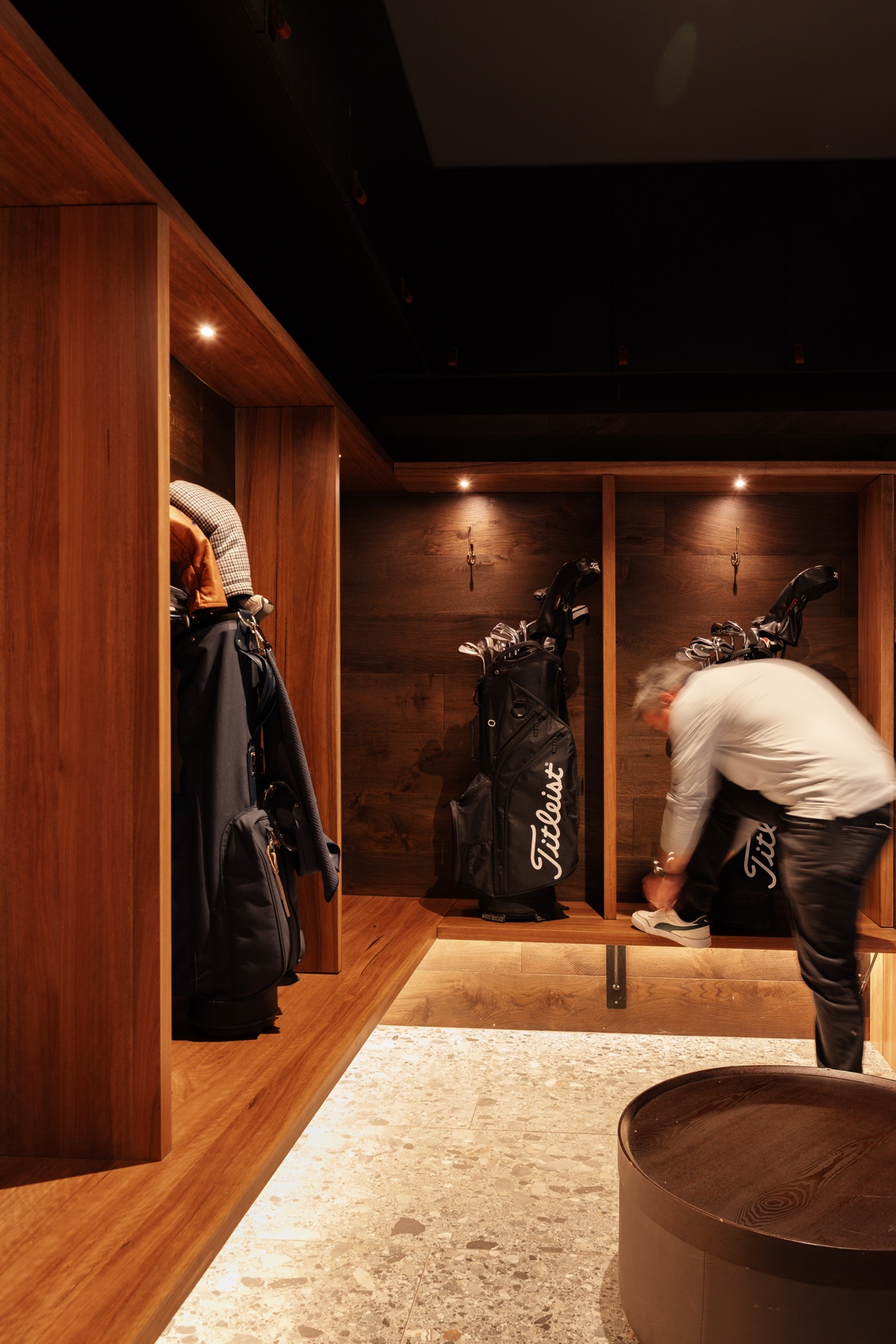 Golf storage and preparation area at King Island Lodge
