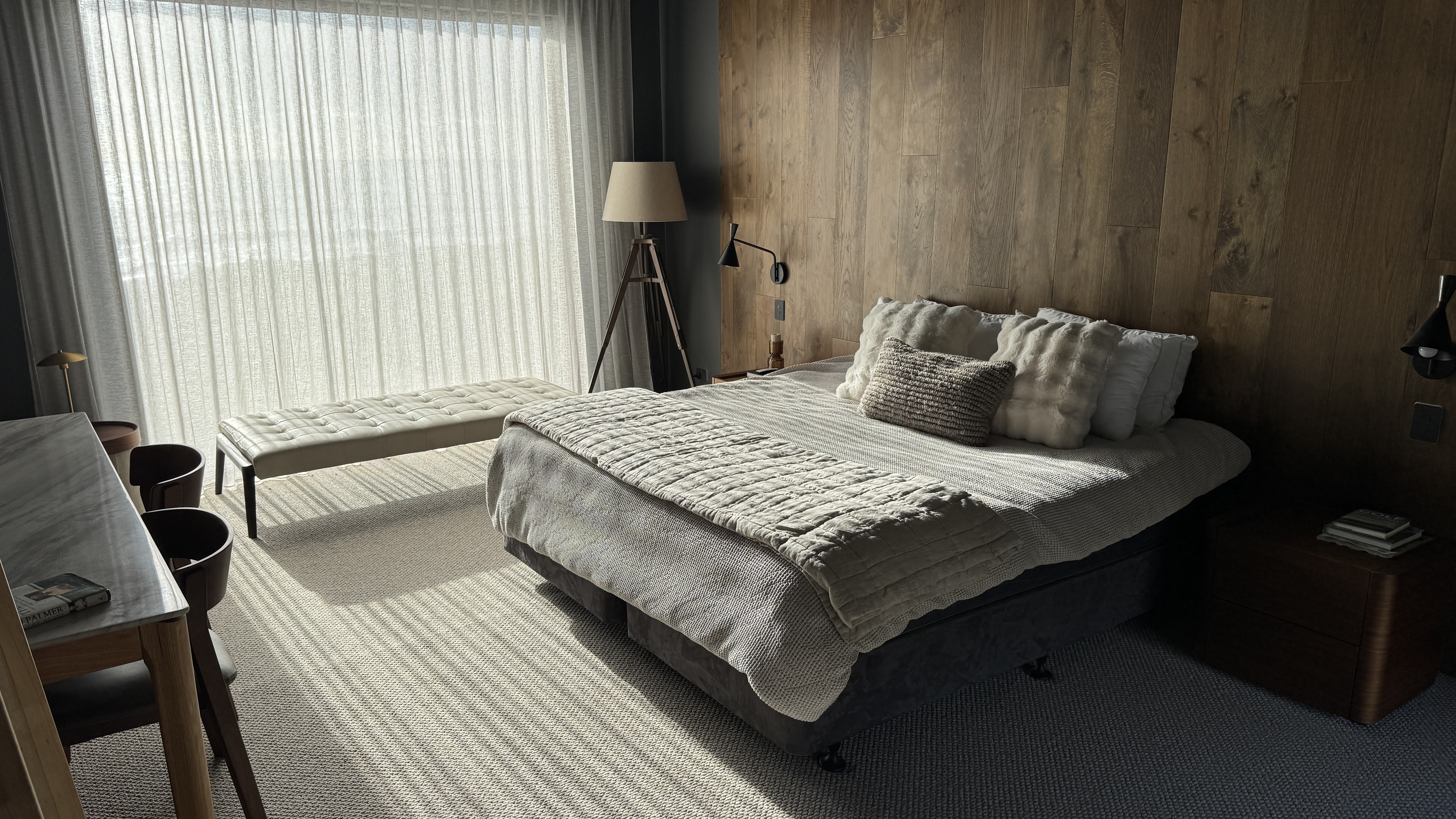 A spacious King Island Lodge bedroom